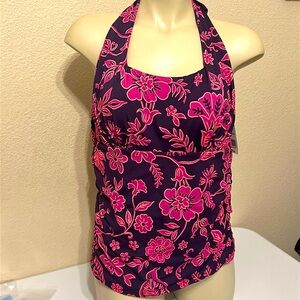 Lands End Tankini Purple Swim Halter Tank Top Size 10